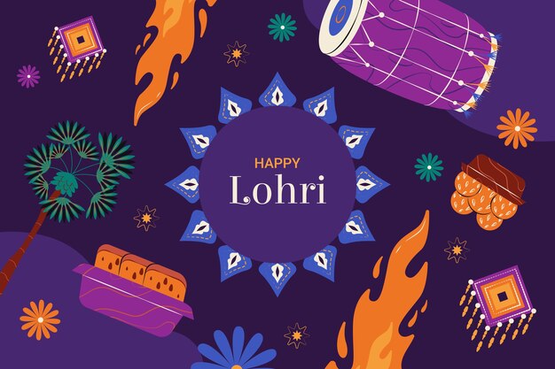 Fondo plano para el festival de lohri
