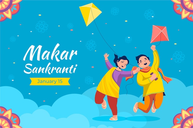 Vector gratuito fondo plano para el festival de makar sankranti