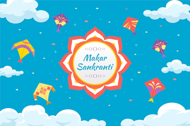 Vector gratuito fondo plano para el festival de makar sankranti