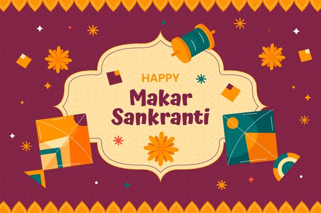 Fondo plano para el festival de Makar Sankranti