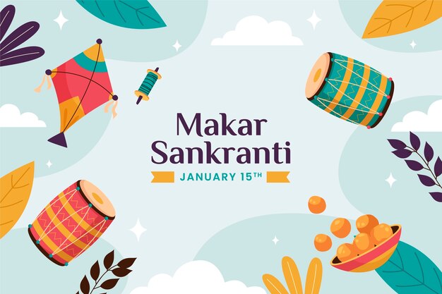 Fondo plano para el festival de Makar Sankranti