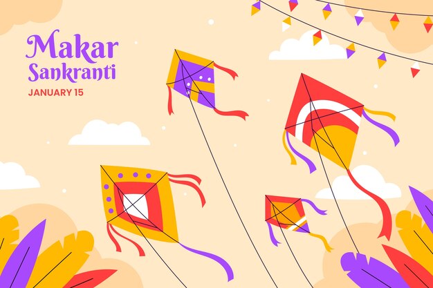 Fondo plano para el festival de Makar Sankranti