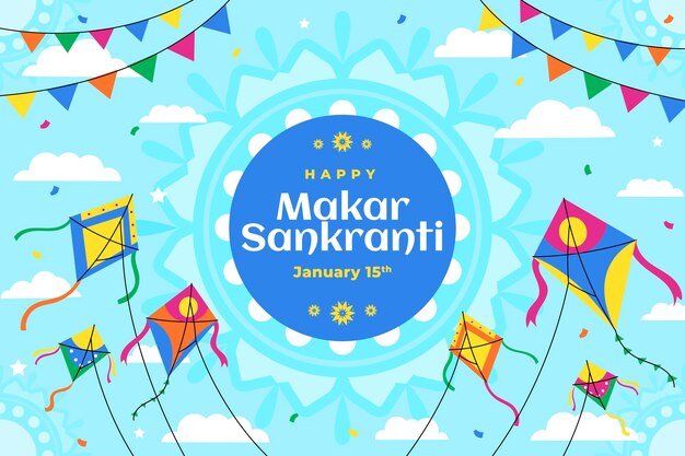 Fondo plano para el festival de Makar Sankranti