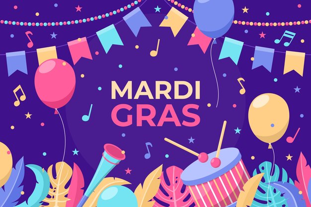 Fondo plano del festival mardi gras