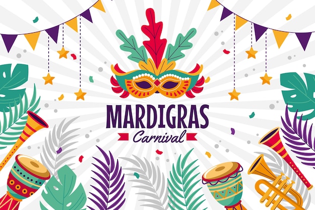 Fondo plano del festival mardi gras