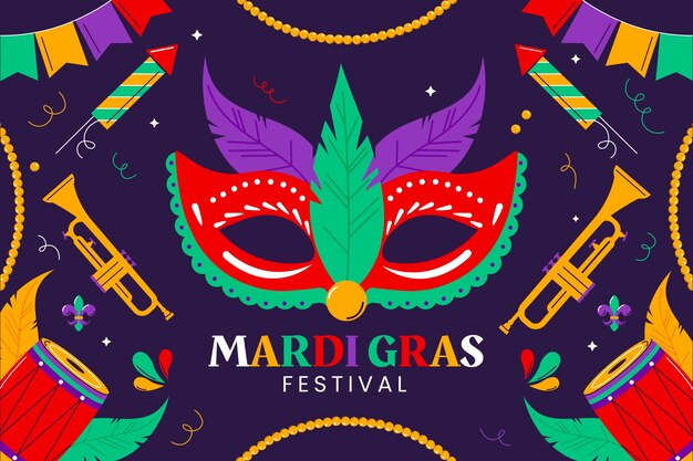 Fondo plano del festival mardi gras