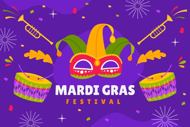Fondo plano para el festival de Mardi Gras