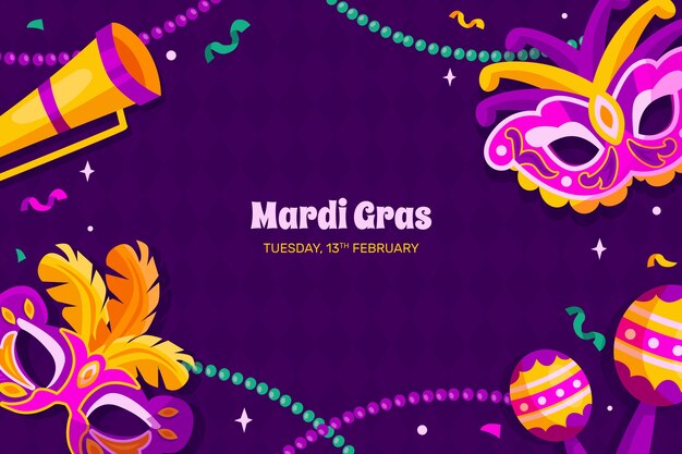 Fondo plano para el festival de Mardi Gras