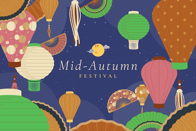 Fondo plano del festival del medio otoño