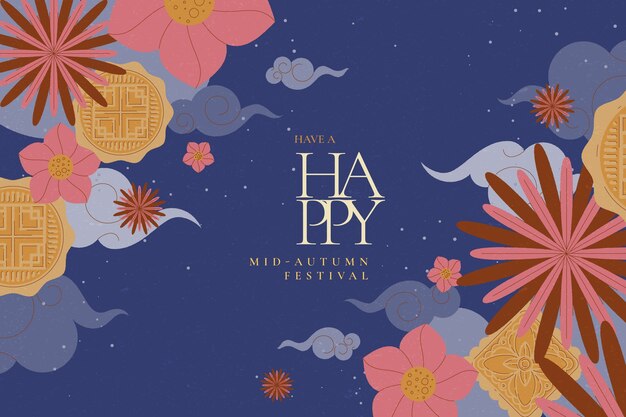 Fondo plano del festival del medio otoño