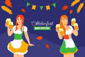 Vector gratuito fondo plano para el festival de oktoberfest