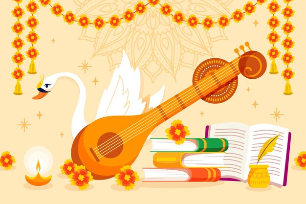 Fondo plano del festival vasant panchami