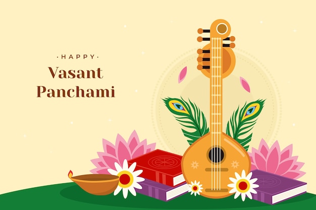 Vector gratuito fondo plano del festival vasant panchami