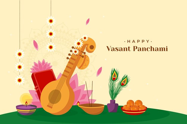 Fondo plano del festival vasant panchami