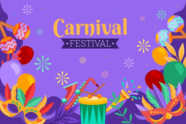 Vector gratuito fondo plano de fiesta de carnaval