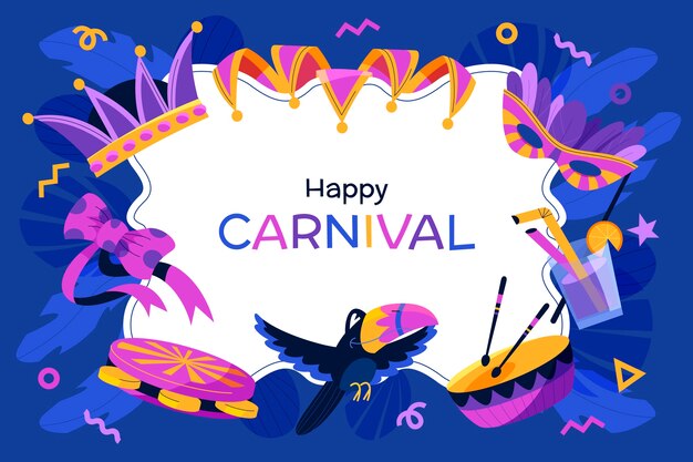 Vector gratuito fondo plano para la fiesta de carnaval