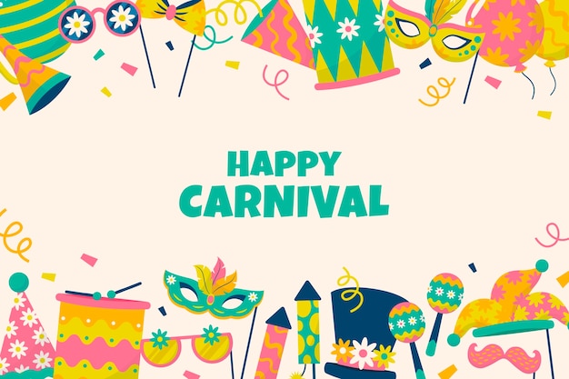 Vector gratuito fondo plano para la fiesta de carnaval