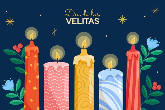 Fondo plano para la fiesta del dia de las velitas.