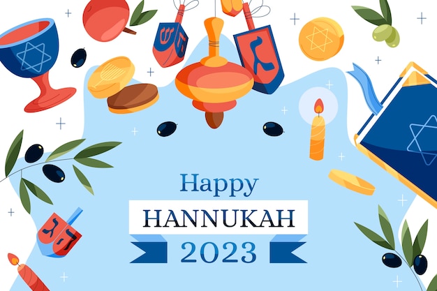 Vector gratuito fondo plano para la fiesta judía de hanukkah