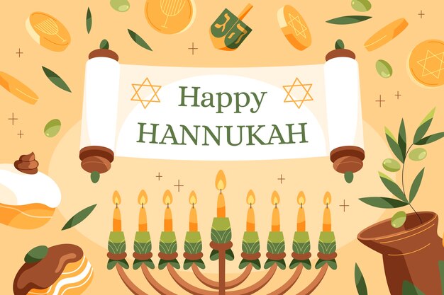 Fondo plano para la fiesta judía de hanukkah