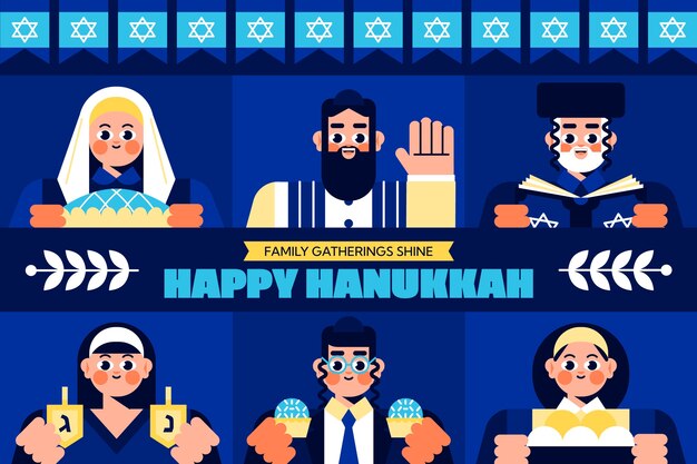 Fondo plano para la fiesta judía de hanukkah