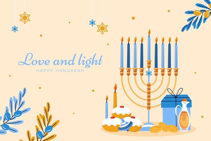 Vector gratuito fondo plano para la fiesta judía de hanukkah