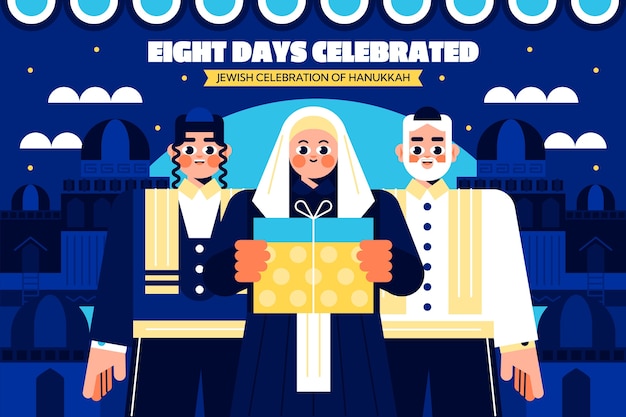 Fondo plano para la fiesta judía de hanukkah