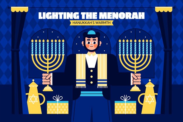 Fondo plano para la fiesta judía de hanukkah