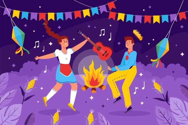 Fondo plano de fiestas juninas