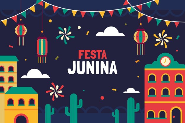 Fondo plano de fiestas juninas