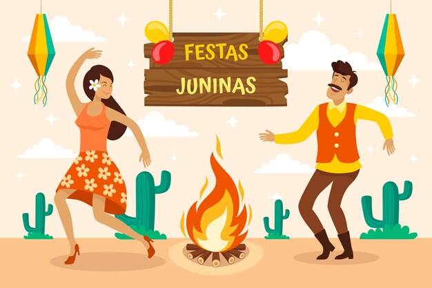 Fondo plano de fiestas juninas