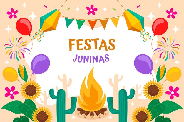 Fondo plano de fiestas juninas