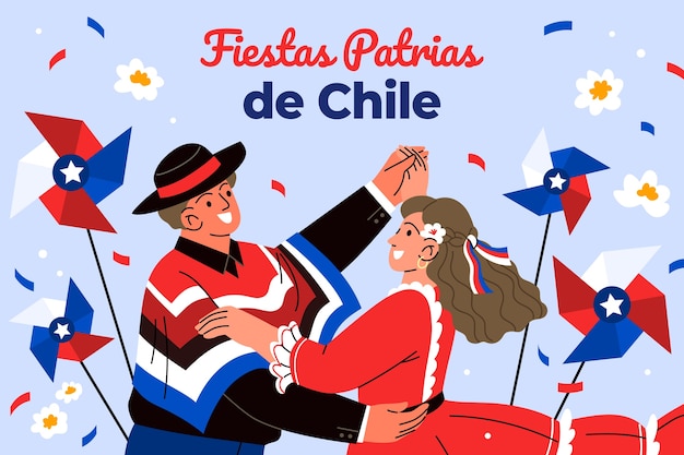 Vector gratuito fondo plano fiestas patrias chile