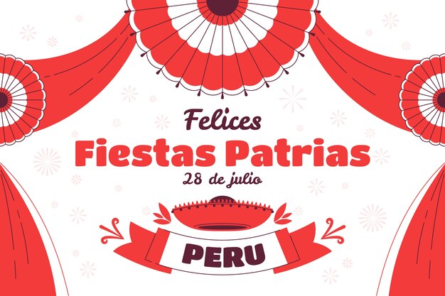 Fondo plano de fiestas patrias con rosetas
