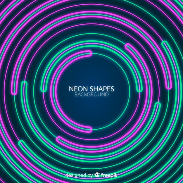 Fondo plano de formas geométricas de neón