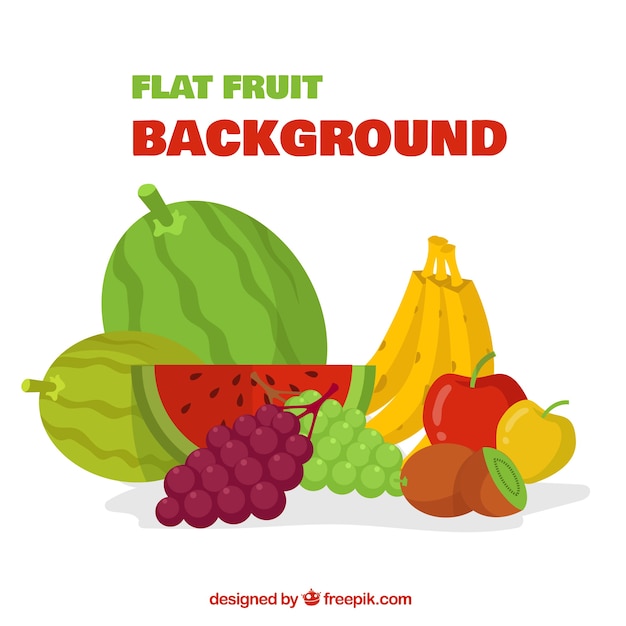 Vector gratuito fondo plano con frutas deliciosas