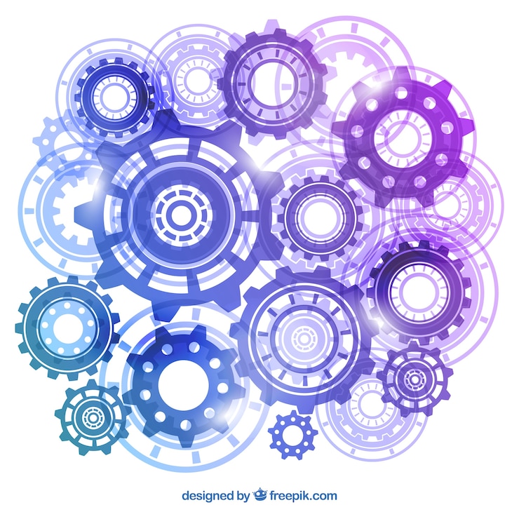 Vector gratuito fondo plano con un genial conjunto de engranajes