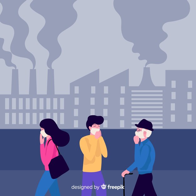 Fondo plano gente sufriendo la contaminación