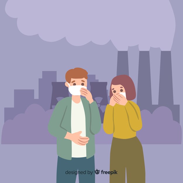 Fondo plano gente sufriendo la contaminación