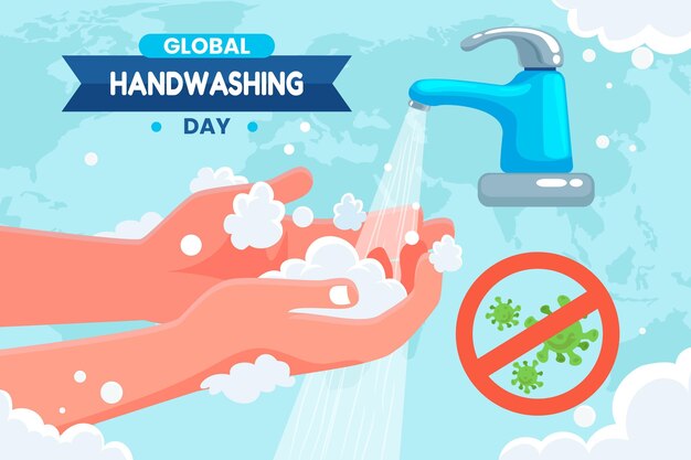 Fondo plano global del día del lavado de manos