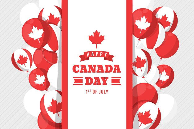 Fondo plano de globos del día de canadá