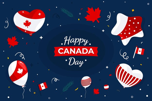 Fondo plano de globos del día de canadá