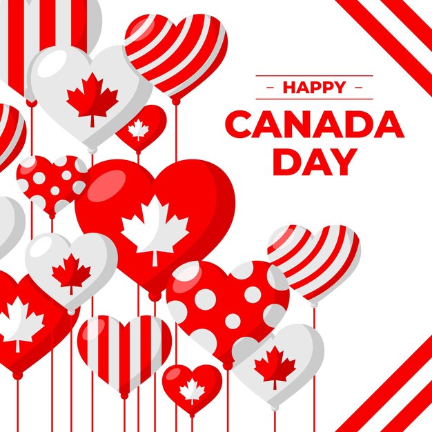 Fondo plano de globos del día de canadá