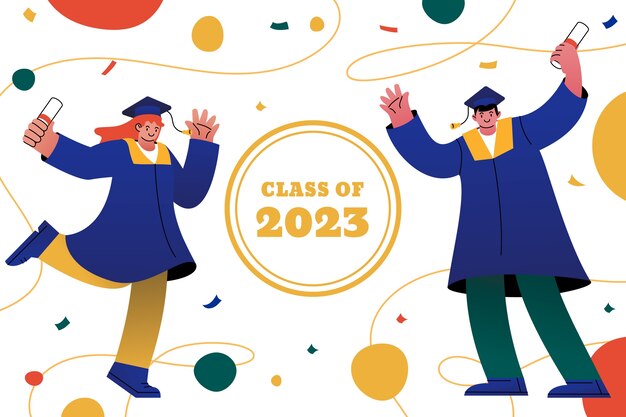 Fondo plano para la graduación de la clase 2023