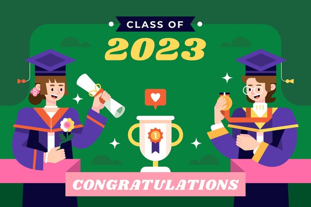 Fondo plano para la graduación de la clase 2023