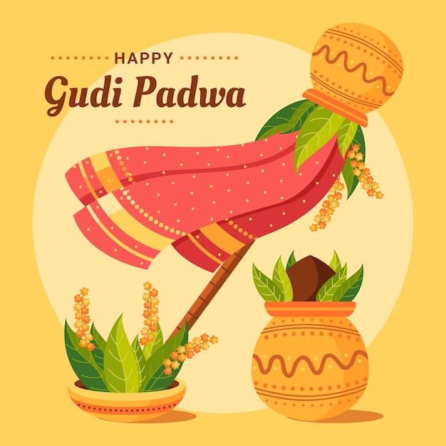 Vector gratuito fondo plano de gudi padwa