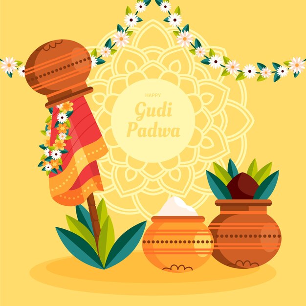 Fondo plano de gudi padwa