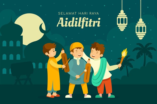 Fondo plano hari raya aidilfitri