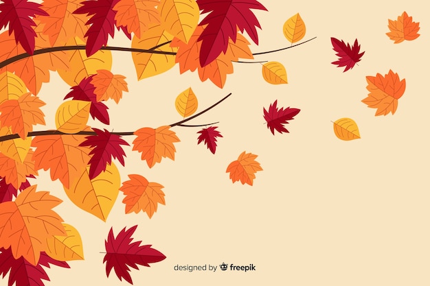 Vector gratuito fondo plano de hojas de otoño