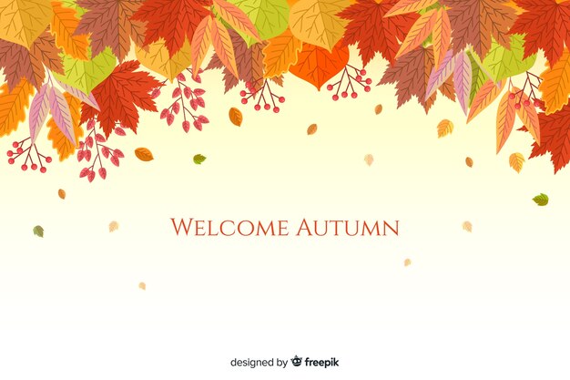 Fondo plano de hojas de otoño